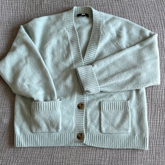 UNIQLO Soufflé Yarn Cardigan - Medium | Aqua Blue - Picture 1 of 3